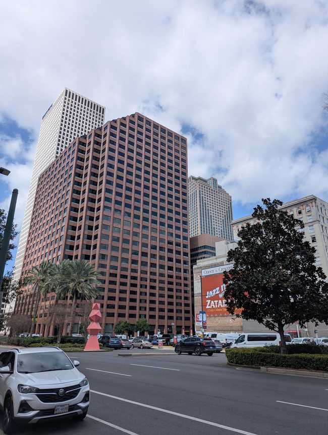 Big, blocky skyscrapers.