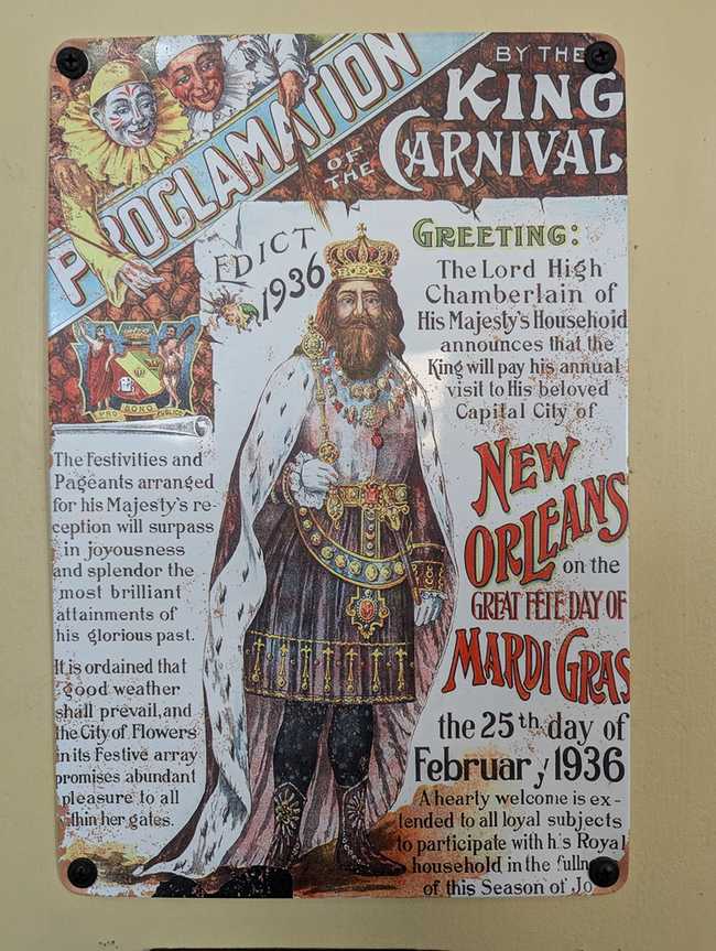 An old poster (?) from 1936 with a greeting from the King of the Carnival.