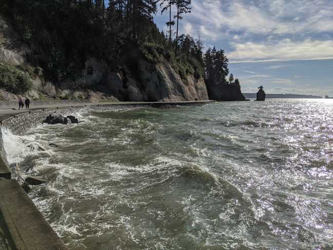 Big waves on the seawall near Siwash Rock