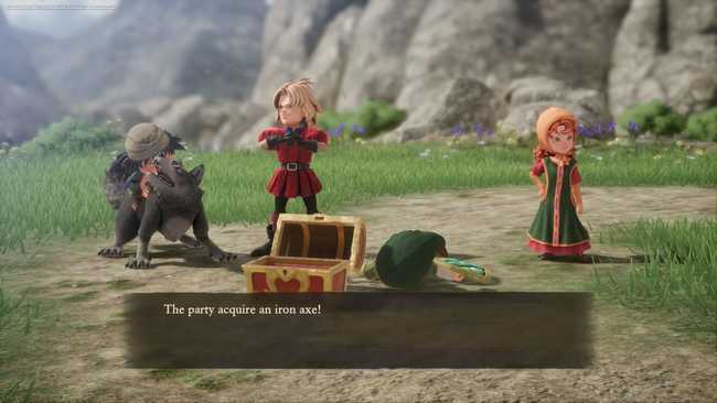 Post battle screen showing the early party.