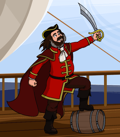 A cartoony drawing of me as a pirate