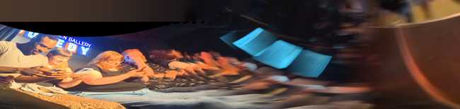 An incredibly wide and blurry photo. You can recognize humans on the left, but it turns into mush as you go further to
the right.
